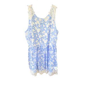 Disney Alice Through The Looking Glass Floral Lace Romper Size XL Blue White